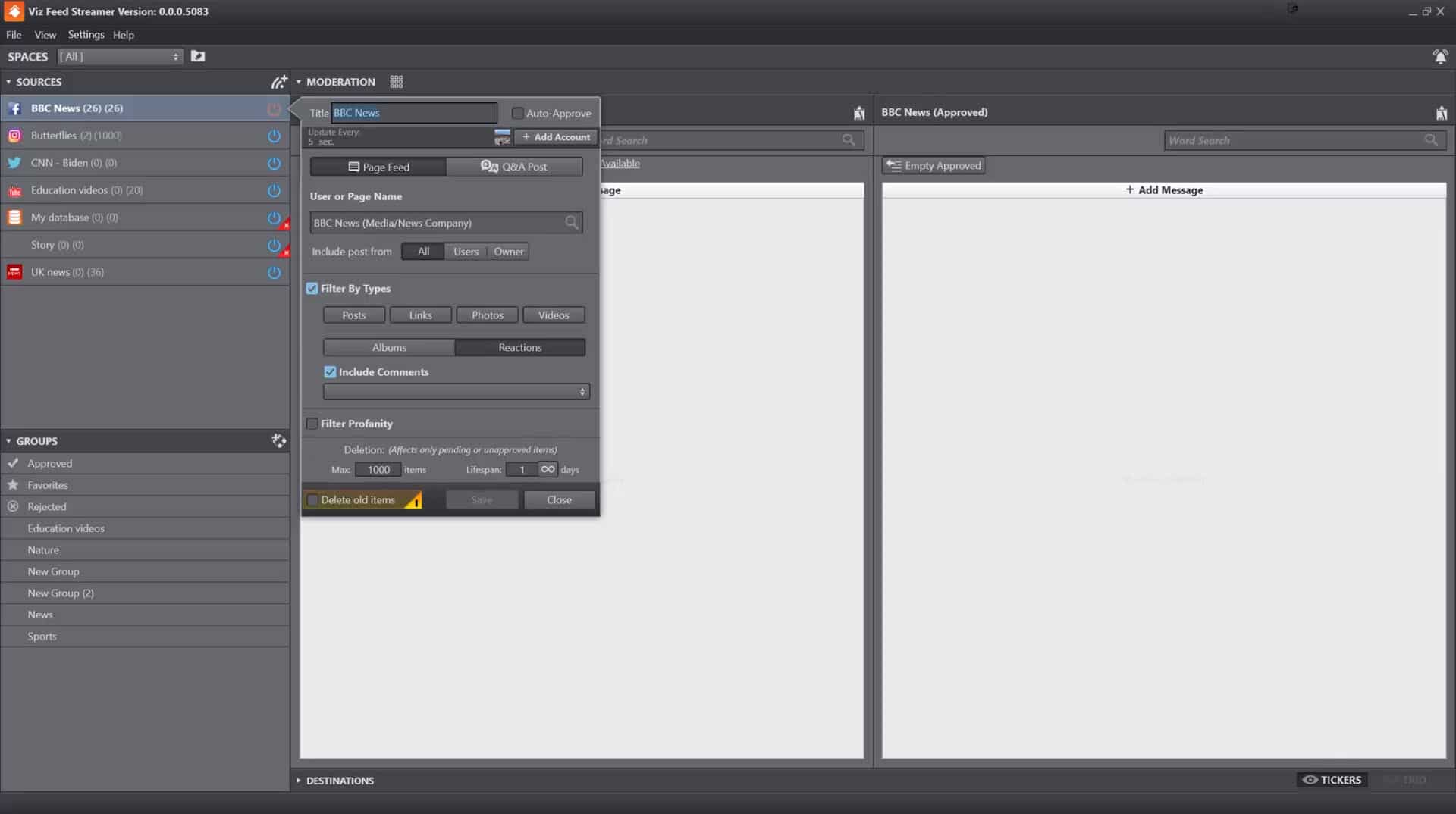 feedsteamer interface